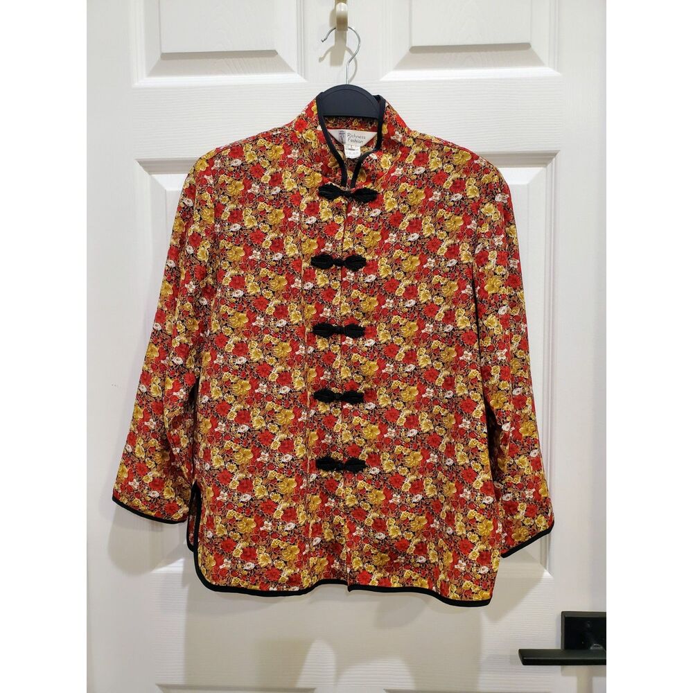 Vintage Floral Brocade Mandarin Collar Jacket